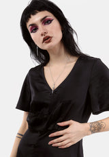 Damozel Passform Und Ausgestellt V Hals Mini Kleid
