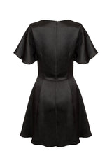 Damozel Passform Und Ausgestellt V Hals Mini Kleid