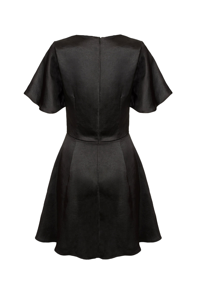Damozel Passform Und Ausgestellt V Hals Mini Kleid