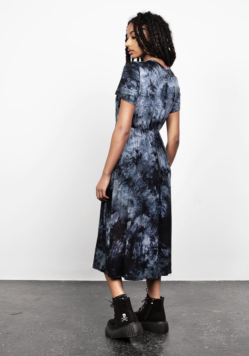 DRACONIC TIE DYE MIDI SKATER DRESS