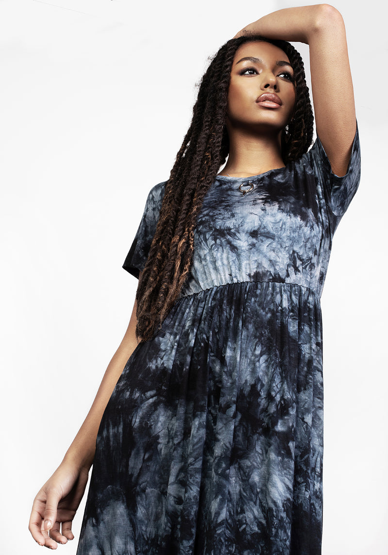 DRACONIC TIE DYE MIDI SKATER DRESS