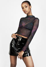 Kaleido Mesh Kurz Top