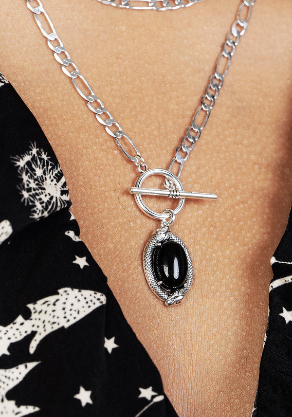 Ouroboros Schwarz Onyx Multi Kette Halskette