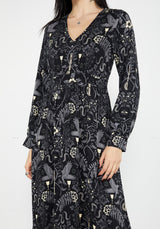 Hecate'S Garden Lang Ärmel Midaxi-Kleid Kleid