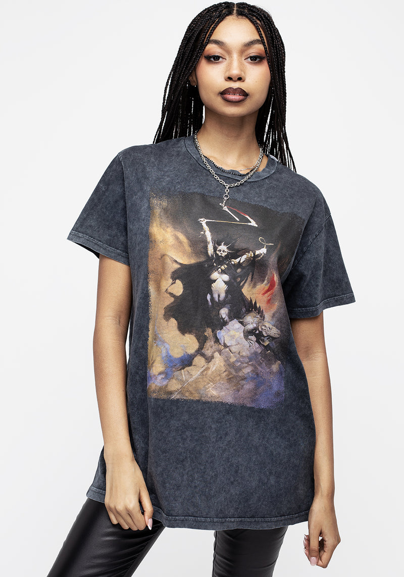 Frazetta Woman Mit Scythe Kurz Ärmel T-Shirt