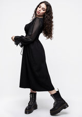 Banished Spitze Hoch Transparent Ärmel Midi Kleid
