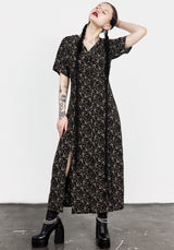 Gardenia Druck Knopf Runter Midaxi-Kleid Kleid
