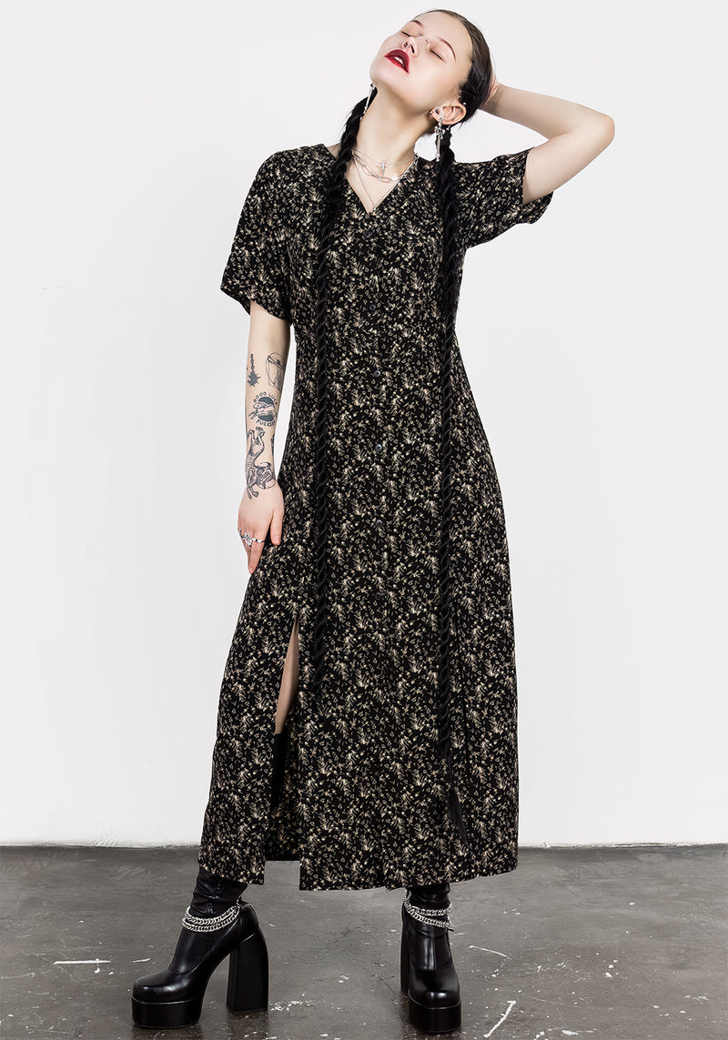 Gardenia Druck Knopf Runter Midaxi-Kleid Kleid