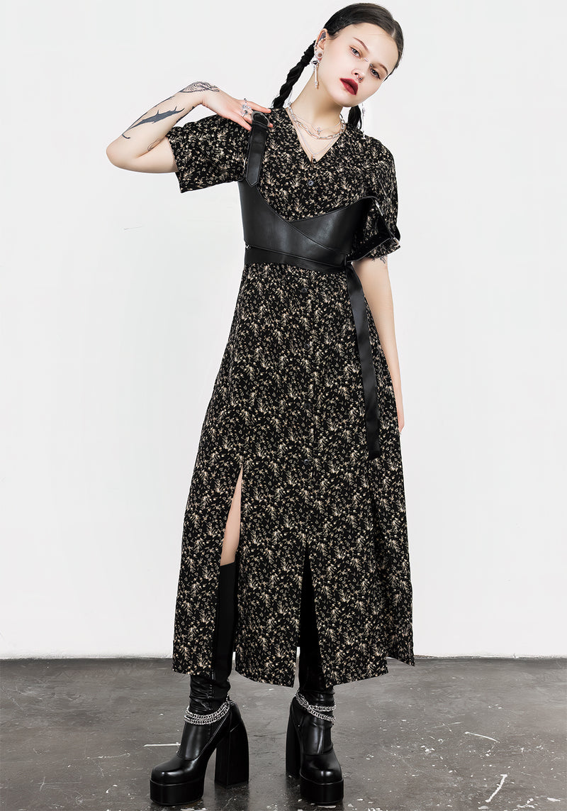 Gardenia Druck Knopf Runter Midaxi-Kleid Kleid