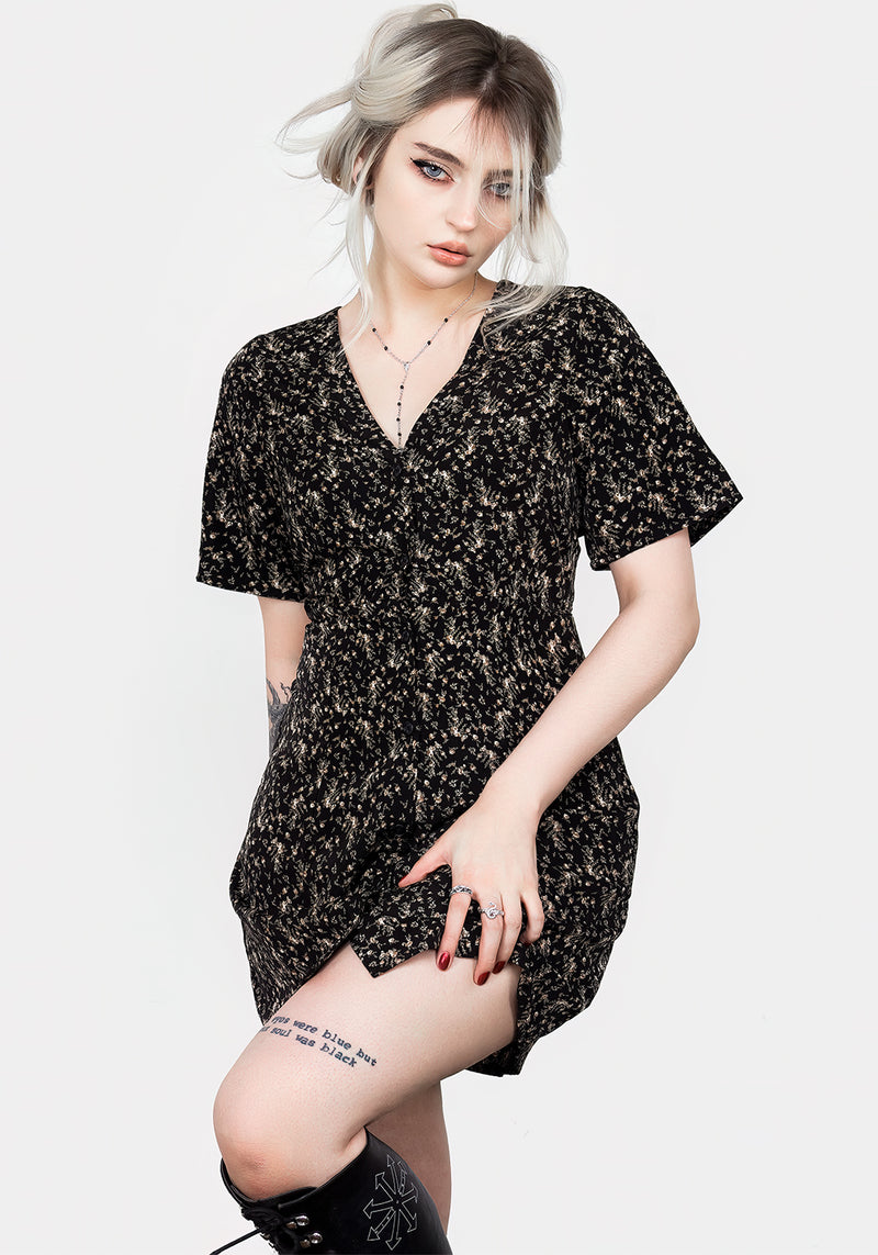 Gardenia Druck Knopf Runter Mini Kleid