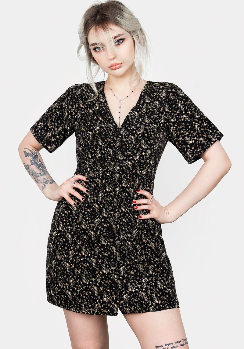 Gardenia Druck Knopf Runter Mini Kleid