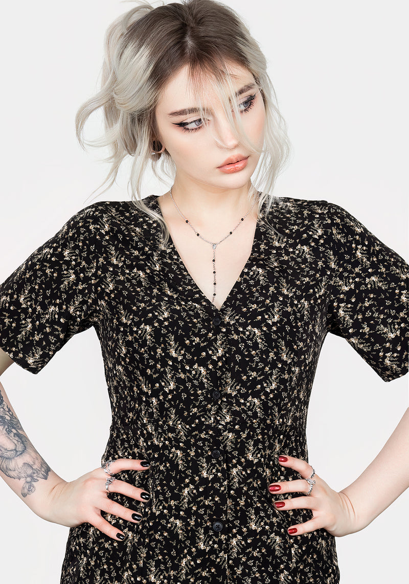 Gardenia Druck Knopf Runter Mini Kleid