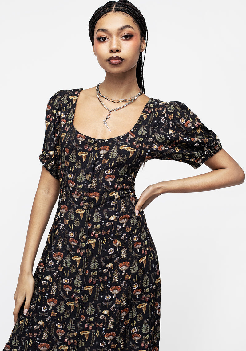Luthien Puffärmel Ärmel Midi Kleid