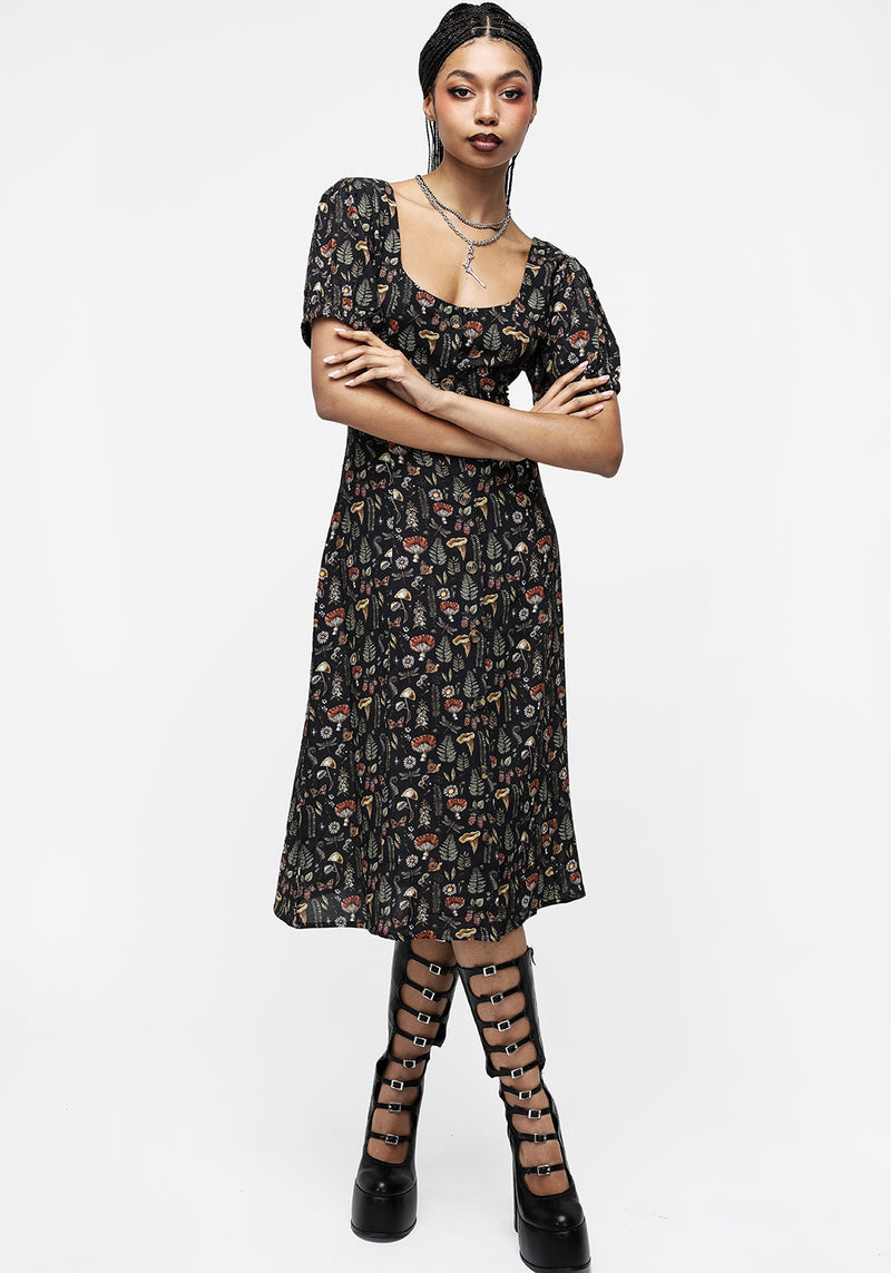 Luthien Puffärmel Ärmel Midi Kleid