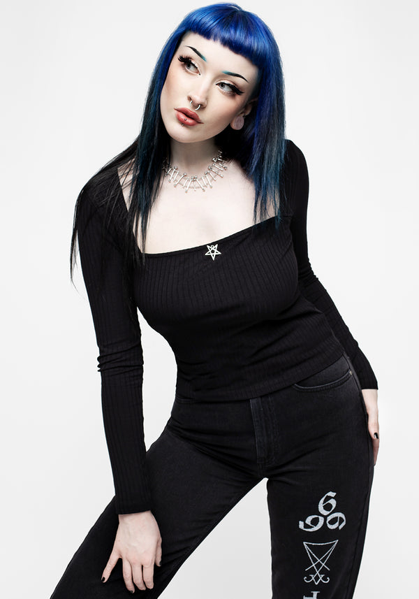 Veronica Square Hals Rippe Top