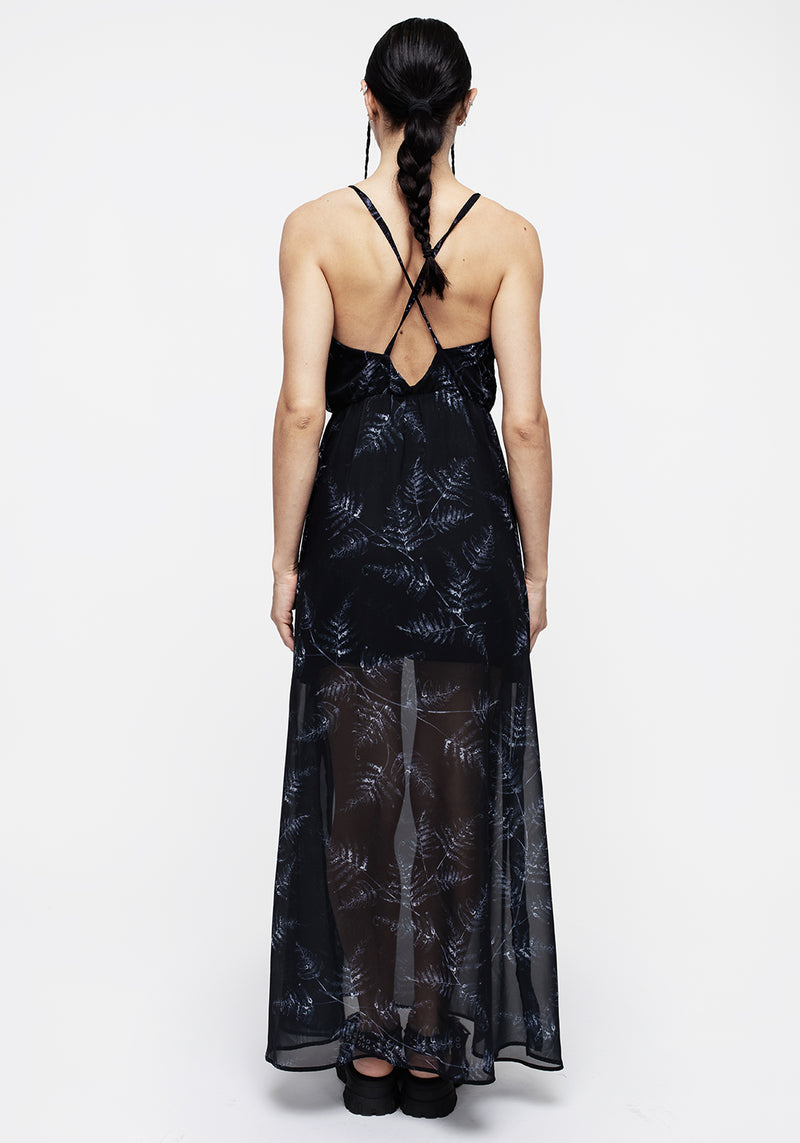 Bracken Transparent Chiffon Strappy Maxi Kleid