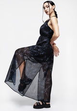 Bracken Transparent Chiffon Strappy Maxi Kleid