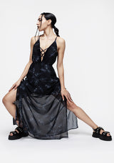 Bracken Transparent Chiffon Strappy Maxi Kleid
