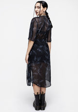 Bracken Transparent Chiffon Kimono Krawatte Vorderseite Kleid