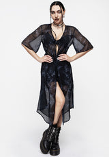 Bracken Transparent Chiffon Kimono Krawatte Vorderseite Kleid