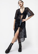 Bracken Transparent Chiffon Kimono Krawatte Vorderseite Kleid