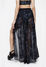 Bracken Transparent Chiffon Krawatte Taille Maxi Rock