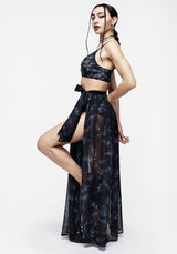 Bracken Transparent Chiffon Krawatte Taille Maxi Rock