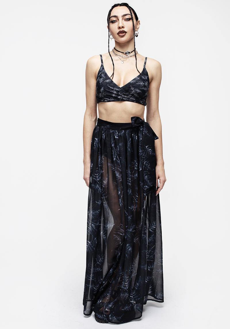 Bracken Transparent Chiffon Krawatte Taille Maxi Rock