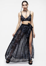 Bracken Transparent Chiffon Krawatte Taille Maxi Rock