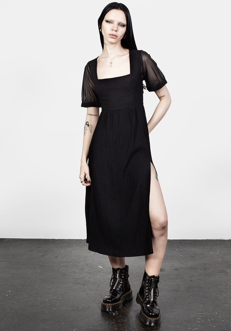 Ammit Midi Kleid Mit Transparent Ärmel