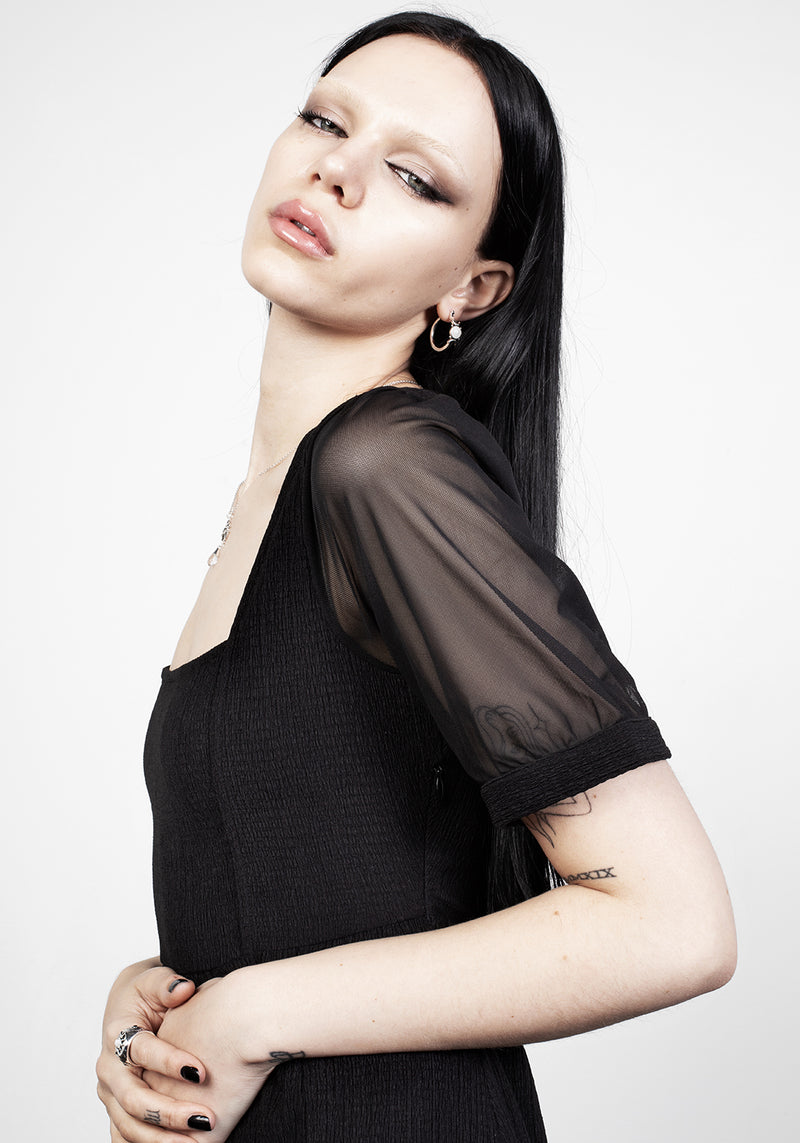Ammit Midi Kleid Mit Transparent Ärmel
