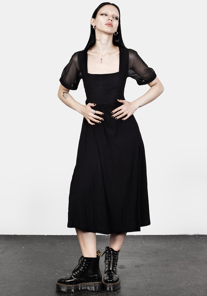 Ammit Midi Kleid Mit Transparent Ärmel