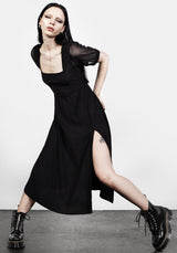 Ammit Midi Kleid Mit Transparent Ärmel