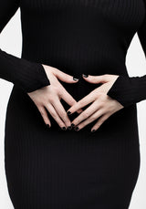Leviathan Funnel Hals Rippe Midi Kleid