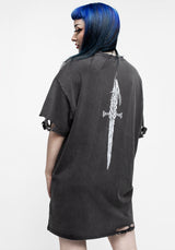 Kilgharrah Unisex Abgenutzt Säure Washed T-Shirt Kleid
