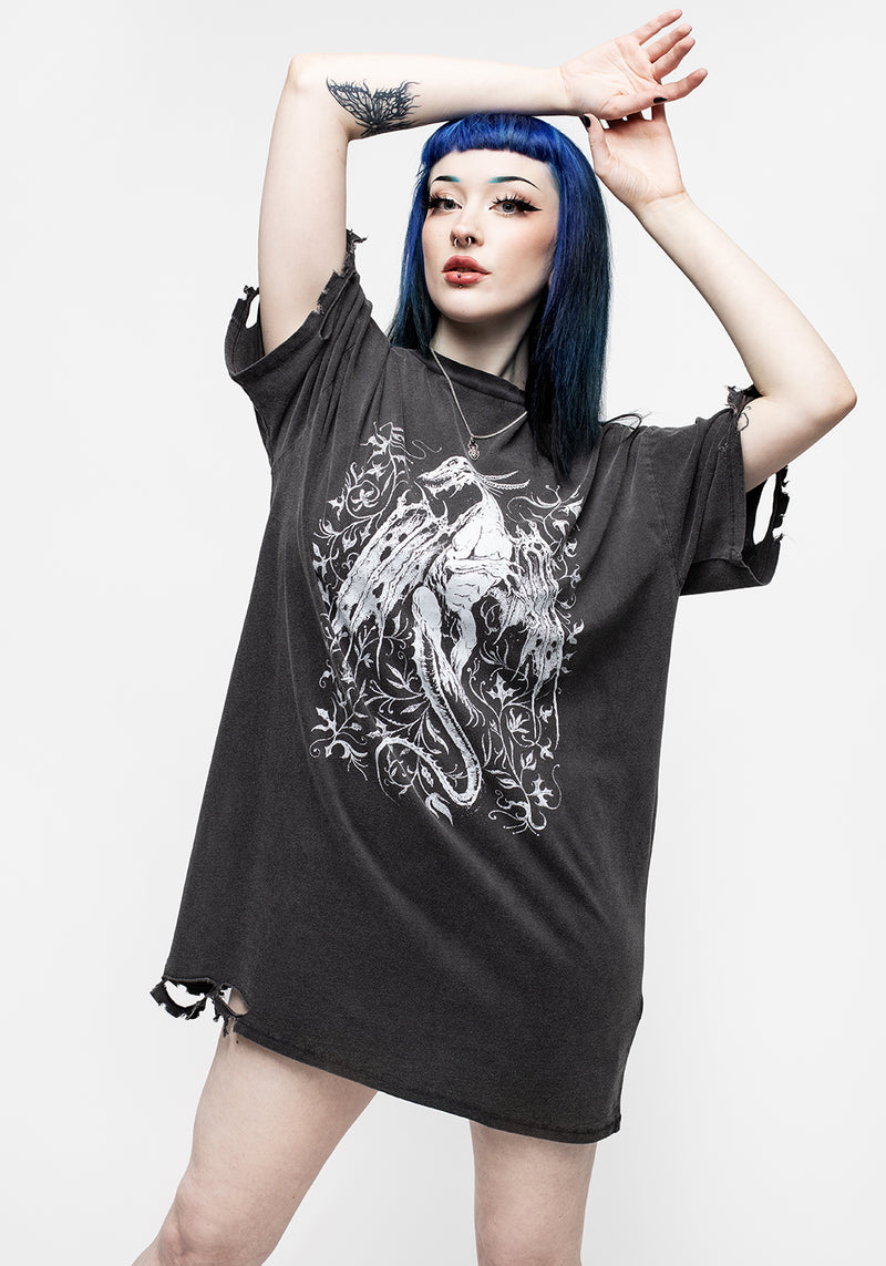 Kilgharrah Unisex Abgenutzt Säure Washed T-Shirt Kleid