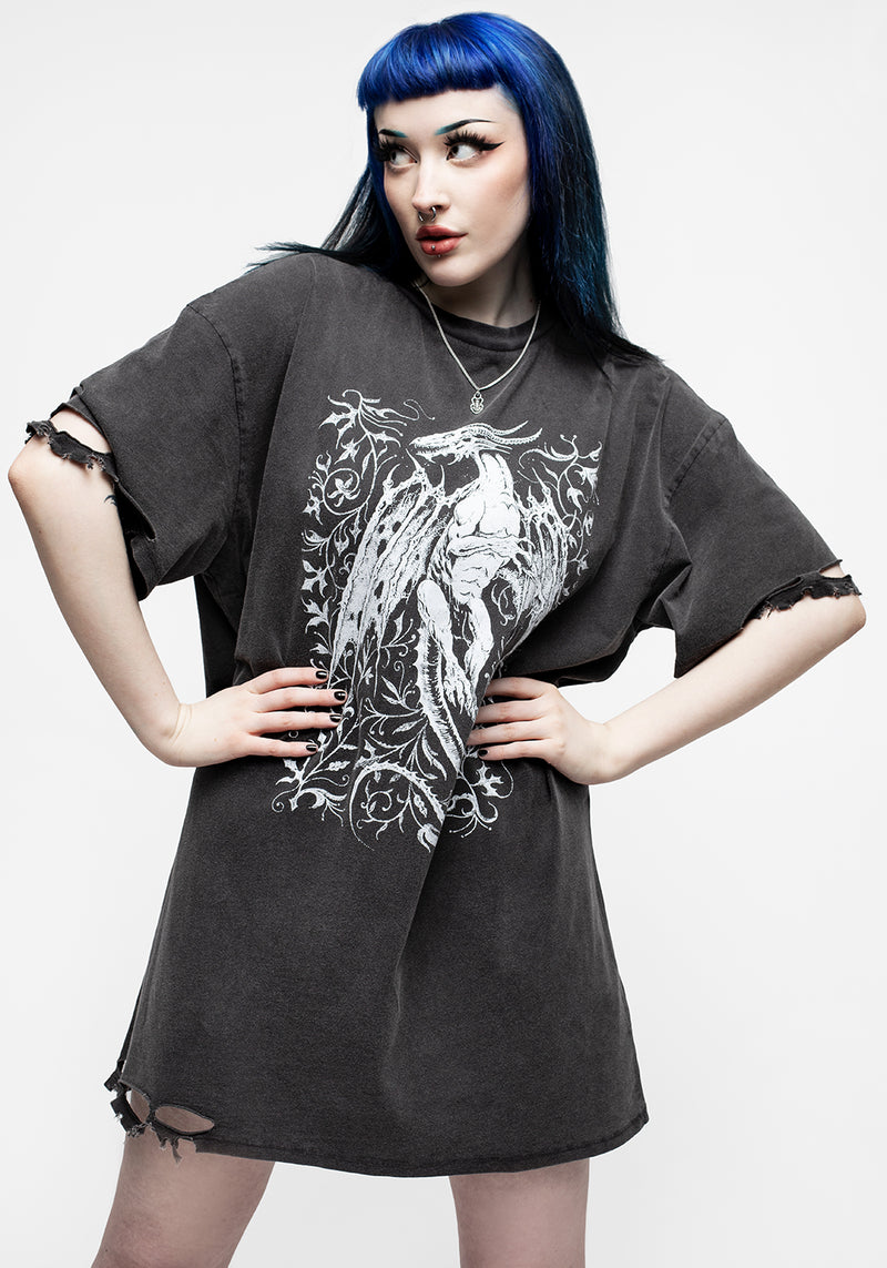 Kilgharrah Unisex Abgenutzt Säure Washed T-Shirt Kleid