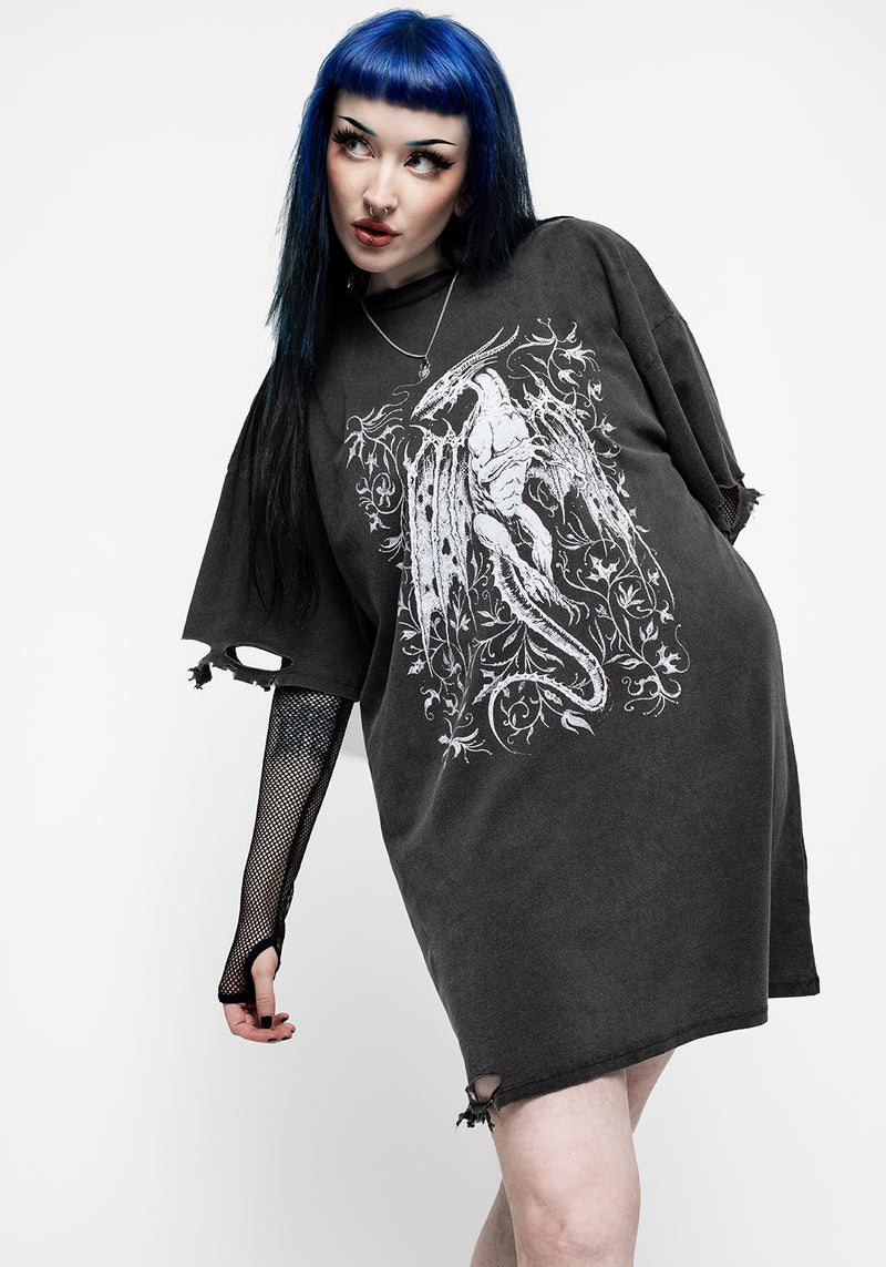 Kilgharrah Unisex Abgenutzt Säure Washed T-Shirt Kleid