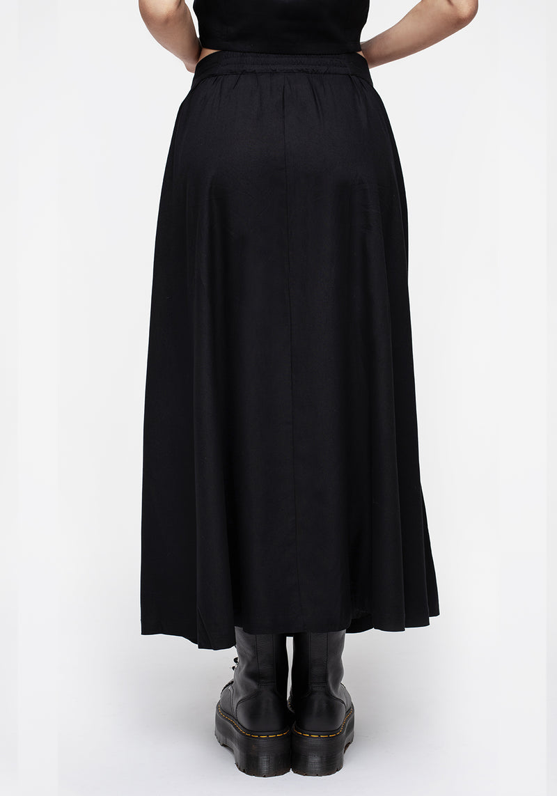 Maidenhair Knopf Runter Midi Rock - Mitternacht Schwarz
