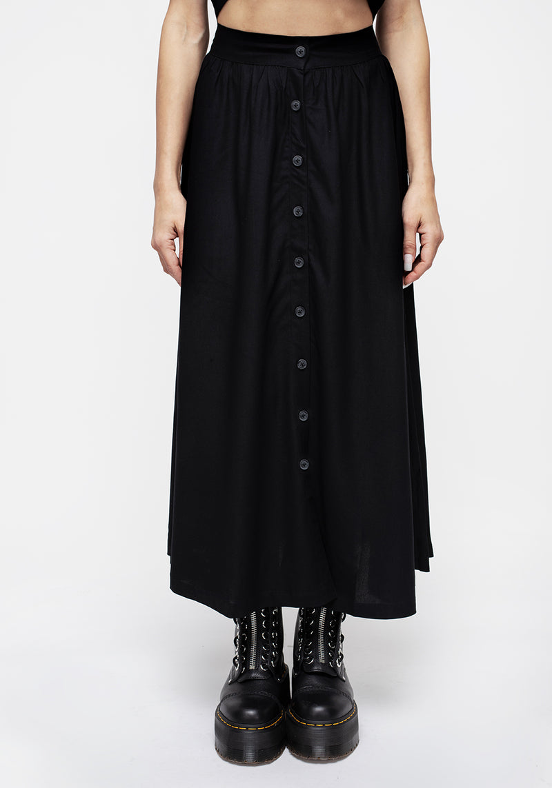 Maidenhair Knopf Runter Midi Rock - Mitternacht Schwarz