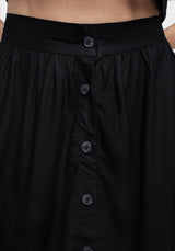 Maidenhair Knopf Runter Midi Rock - Mitternacht Schwarz
