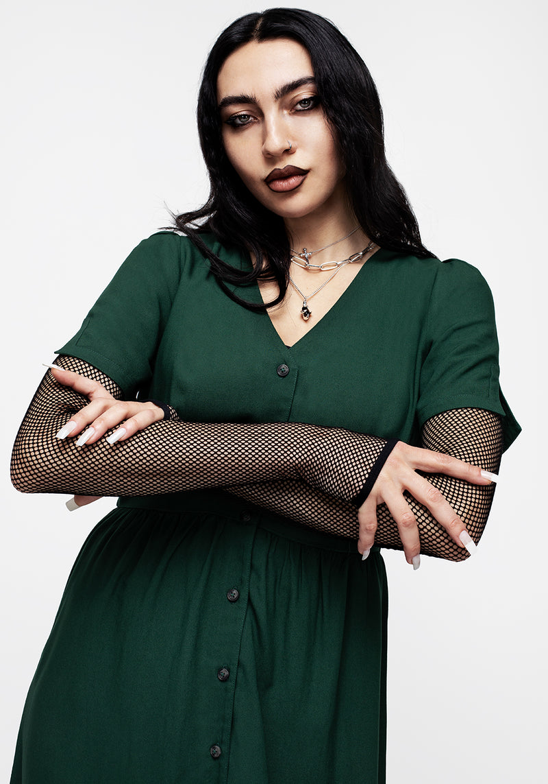 Realm Knopf Runter Midi Kleid - Grün