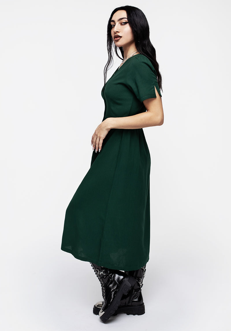 Realm Knopf Runter Midi Kleid - Grün