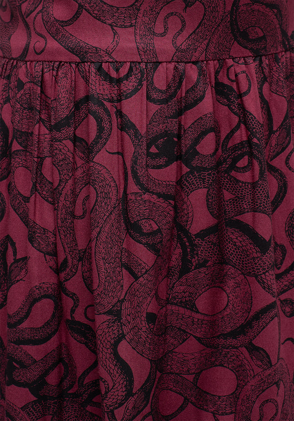 Ophidia Schlangen Druck Midi Kleid - Rot