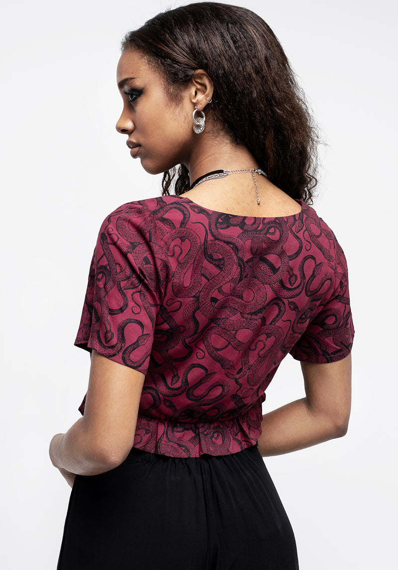 Ophidia Schlangen Druck Krawatte Detail Kurz Top -