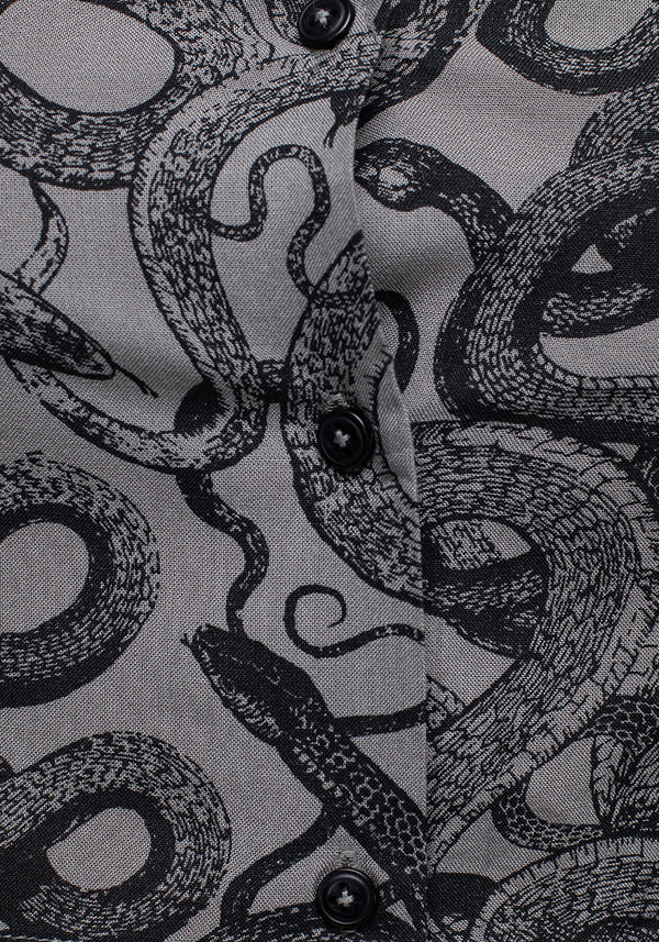 Ophidia Schlangen Druck Knopf Runter Kurz Top -