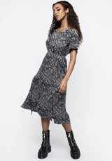 Ophidia Schlangen Druck Open Back Midi Kleid -