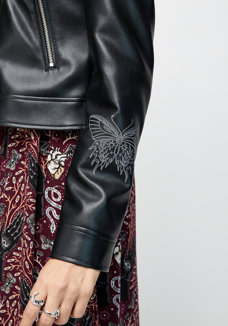 Elemental Bestickt Kunst- Leder Jacke