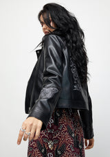 Elemental Bestickt Kunst- Leder Jacke