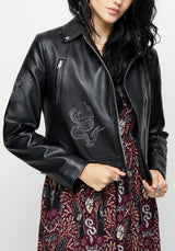 Elemental Bestickt Kunst- Leder Jacke